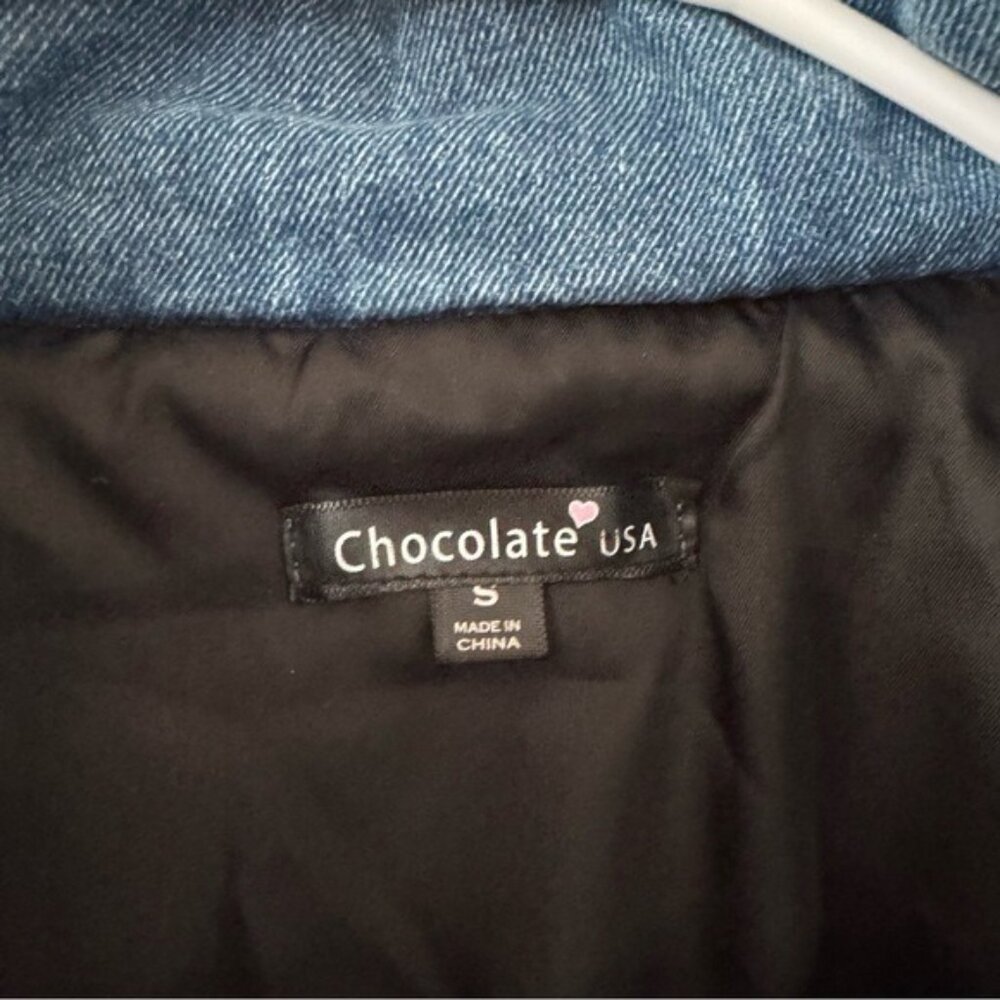 Chocolate USA Denim Puffer Jacket – Blue Coat Outerwear Size Small - Picture 7 of 12